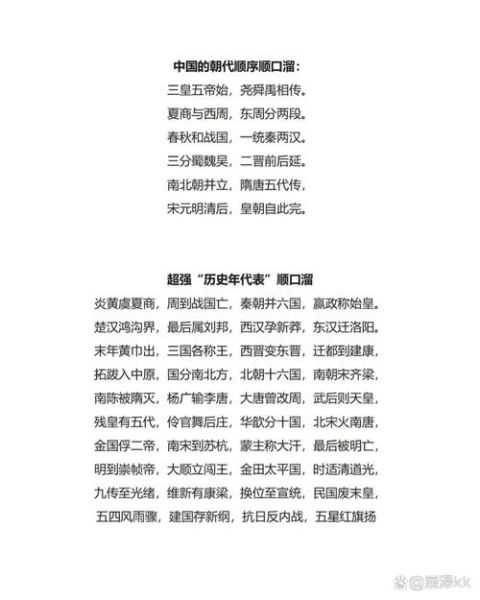 小学生历史朝代顺序_如何快速记忆口诀