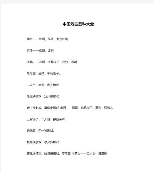 历史剧种大全有哪些_历史剧种大全怎么分类