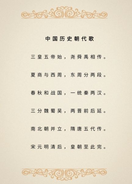 历史朝代歌谣大全_如何快速记忆中国历代顺序