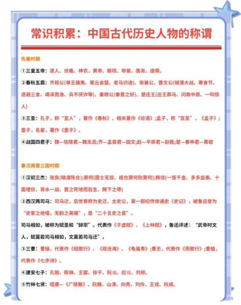 历史常识人物大全_如何快速记忆